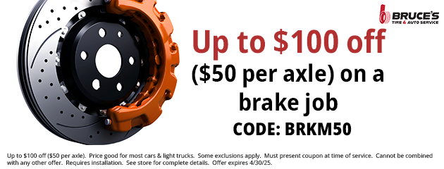 Up to $100 off ($50 per axle) on a brake job